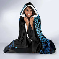 Personalised Pohnpei Nukuoro Micronesia Hooded Blanket Polynesian Tattoo Curves Blue Version LT14 - Polynesian Pride