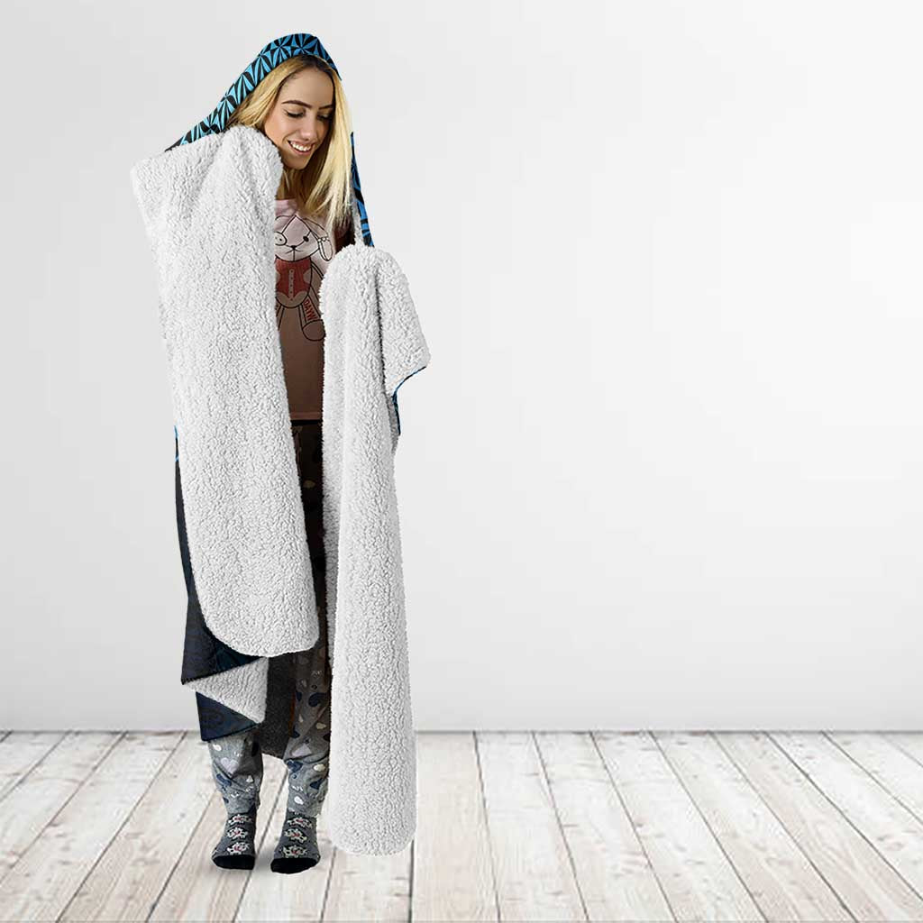 Personalised Pohnpei Nukuoro Micronesia Hooded Blanket Polynesian Tattoo Curves Blue Version LT14 - Polynesian Pride
