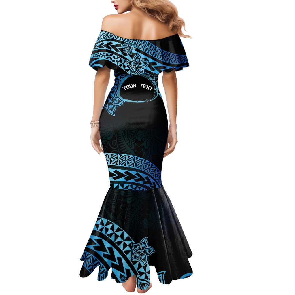 Personalised Pohnpei Nukuoro Micronesia Mermaid Dress Polynesian Tattoo Curves Blue Version LT14 - Polynesian Pride