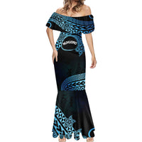 Personalised Pohnpei Nukuoro Micronesia Mermaid Dress Polynesian Tattoo Curves Blue Version LT14 - Polynesian Pride