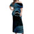 Personalised Pohnpei Nukuoro Micronesia Off Shoulder Maxi Dress Polynesian Tattoo Curves Blue Version