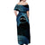 Personalised Pohnpei Nukuoro Micronesia Off Shoulder Maxi Dress Polynesian Tattoo Curves Blue Version