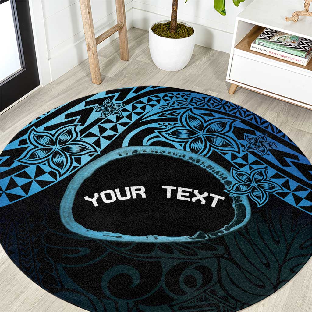 Personalised Pohnpei Nukuoro Micronesia Round Carpet Polynesian Tattoo Curves Blue Version LT14 Blue - Polynesian Pride