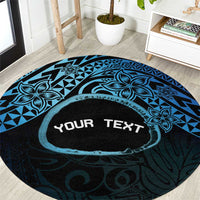 Personalised Pohnpei Nukuoro Micronesia Round Carpet Polynesian Tattoo Curves Blue Version LT14 Blue - Polynesian Pride