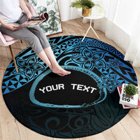 Personalised Pohnpei Nukuoro Micronesia Round Carpet Polynesian Tattoo Curves Blue Version LT14 - Polynesian Pride