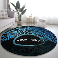 Personalised Pohnpei Nukuoro Micronesia Round Carpet Polynesian Tattoo Curves Blue Version LT14 - Polynesian Pride