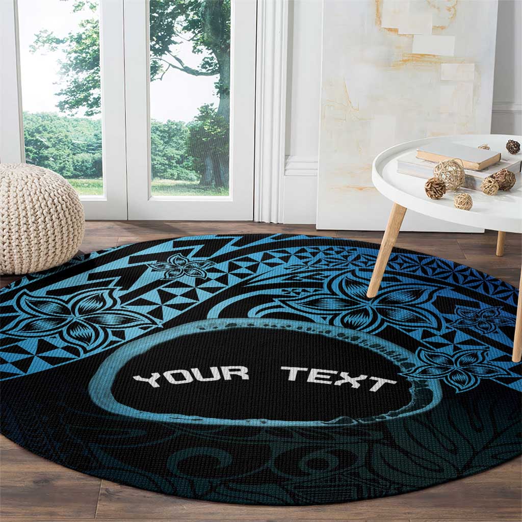 Personalised Pohnpei Nukuoro Micronesia Round Carpet Polynesian Tattoo Curves Blue Version LT14 - Polynesian Pride