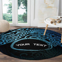Personalised Pohnpei Nukuoro Micronesia Round Carpet Polynesian Tattoo Curves Blue Version LT14 - Polynesian Pride