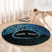 Personalised Pohnpei Nukuoro Micronesia Round Carpet Polynesian Tattoo Curves Blue Version LT14 - Polynesian Pride