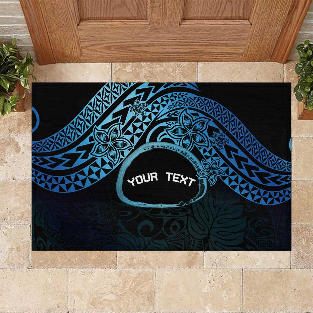 Personalised Pohnpei Nukuoro Micronesia Rubber Doormat Polynesian Tattoo Curves Blue Version LT14 Blue - Polynesian Pride