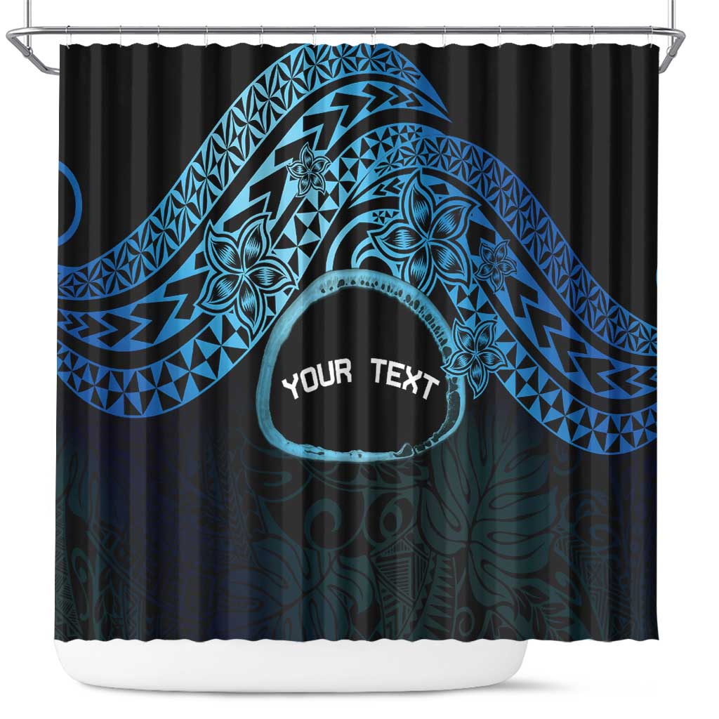 Personalised Pohnpei Nukuoro Micronesia Shower Curtain Polynesian Tattoo Curves Blue Version LT14 Blue - Polynesian Pride