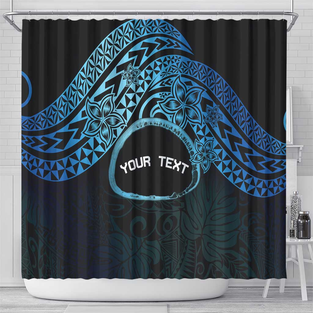 Personalised Pohnpei Nukuoro Micronesia Shower Curtain Polynesian Tattoo Curves Blue Version LT14 - Polynesian Pride