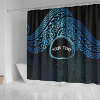 Personalised Pohnpei Nukuoro Micronesia Shower Curtain Polynesian Tattoo Curves Blue Version LT14 - Polynesian Pride