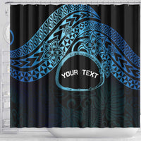 Personalised Pohnpei Nukuoro Micronesia Shower Curtain Polynesian Tattoo Curves Blue Version LT14 - Polynesian Pride