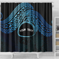 Personalised Pohnpei Nukuoro Micronesia Shower Curtain Polynesian Tattoo Curves Blue Version LT14 - Polynesian Pride