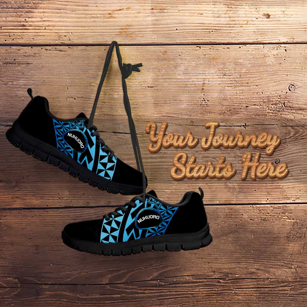 Pohnpei Nukuoro Micronesia Sneakers Polynesian Tattoo Curves Blue Version LT14 - Polynesian Pride