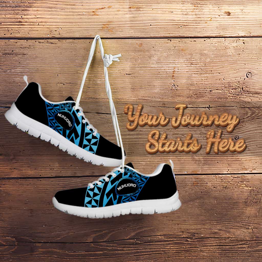 Pohnpei Nukuoro Micronesia Sneakers Polynesian Tattoo Curves Blue Version LT14 - Polynesian Pride