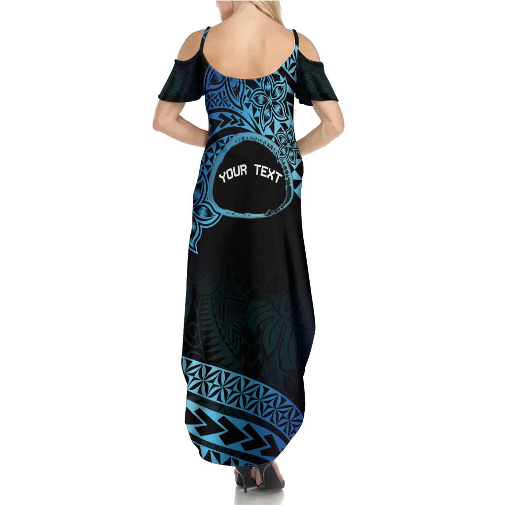 Personalised Pohnpei Nukuoro Micronesia Summer Maxi Dress Polynesian Tattoo Curves Blue Version LT14 - Polynesian Pride