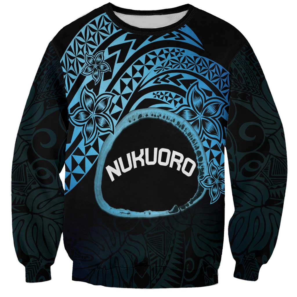 Personalised Pohnpei Nukuoro Micronesia Sweatshirt Polynesian Tattoo Curves Blue Version LT14 Unisex Blue - Polynesian Pride