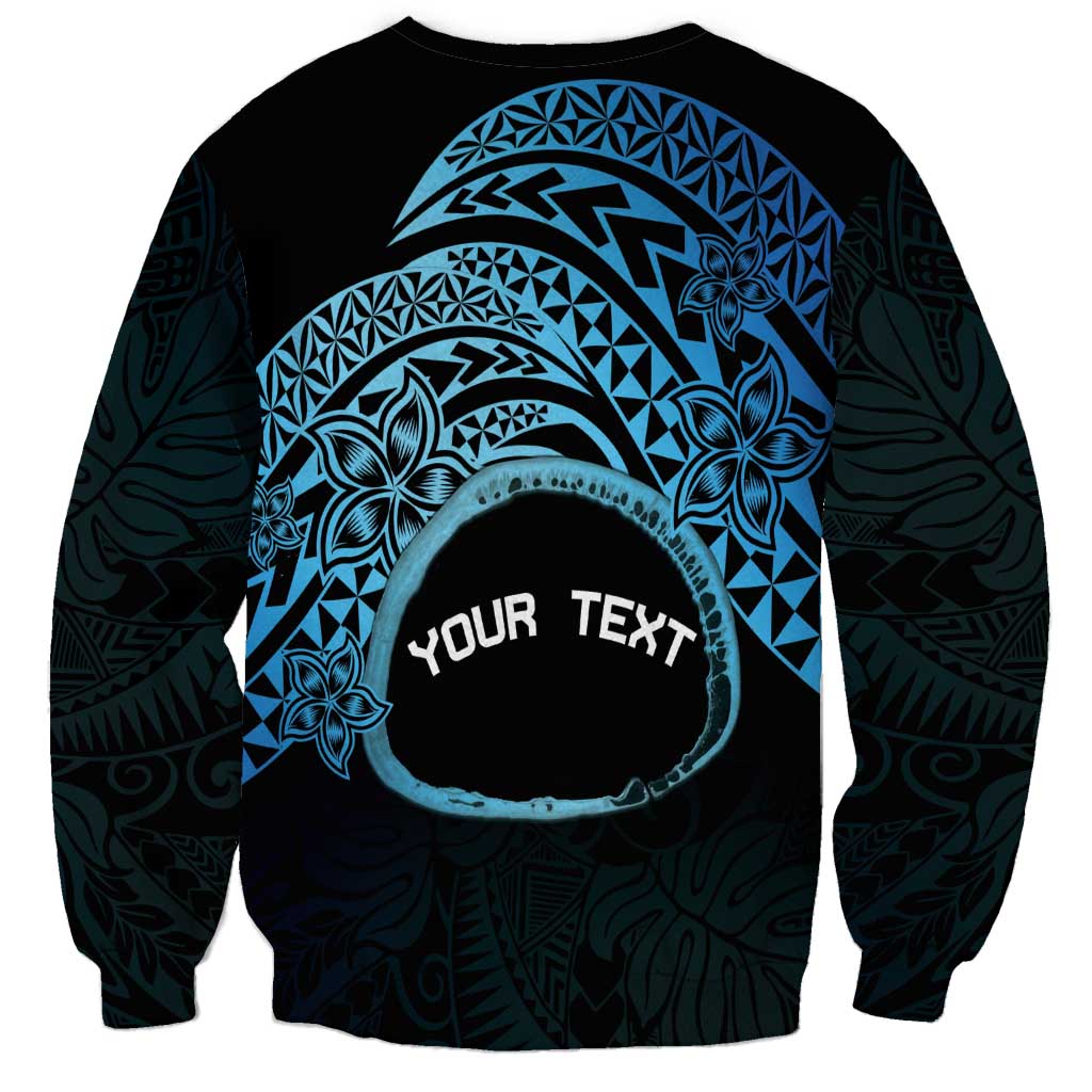 Personalised Pohnpei Nukuoro Micronesia Sweatshirt Polynesian Tattoo Curves Blue Version LT14 - Polynesian Pride