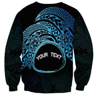 Personalised Pohnpei Nukuoro Micronesia Sweatshirt Polynesian Tattoo Curves Blue Version LT14 - Polynesian Pride