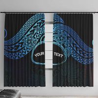 Personalised Pohnpei Nukuoro Micronesia Window Curtain Polynesian Tattoo Curves Blue Version LT14 With Hooks Blue - Polynesian Pride