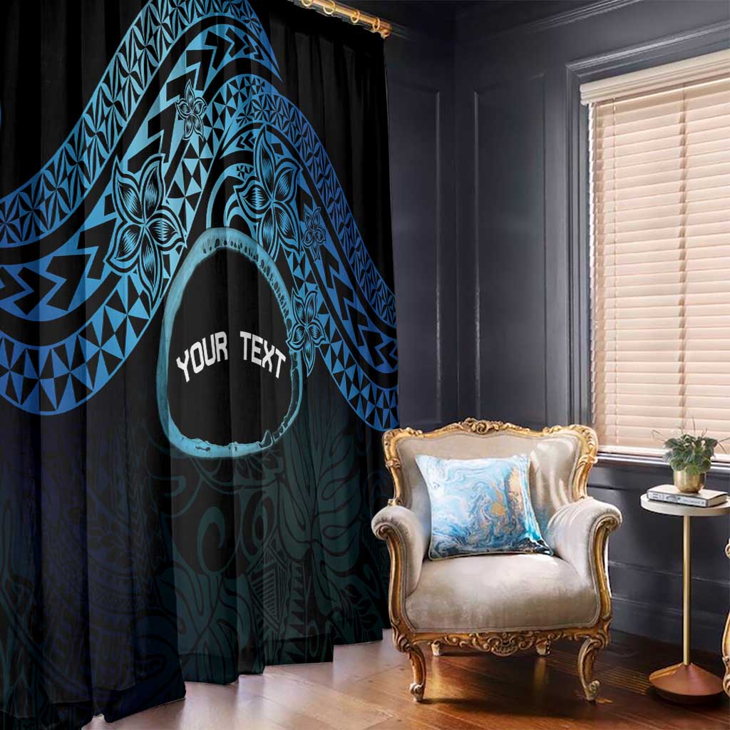 Personalised Pohnpei Nukuoro Micronesia Window Curtain Polynesian Tattoo Curves Blue Version LT14 - Polynesian Pride