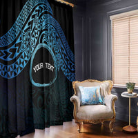 Personalised Pohnpei Nukuoro Micronesia Window Curtain Polynesian Tattoo Curves Blue Version LT14 - Polynesian Pride
