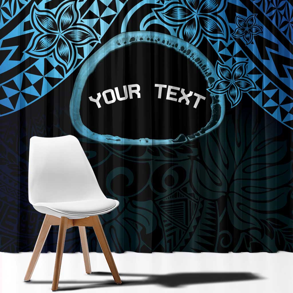 Personalised Pohnpei Nukuoro Micronesia Window Curtain Polynesian Tattoo Curves Blue Version LT14 - Polynesian Pride