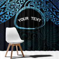 Personalised Pohnpei Nukuoro Micronesia Window Curtain Polynesian Tattoo Curves Blue Version LT14 - Polynesian Pride