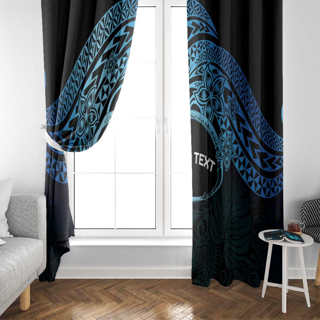 Personalised Pohnpei Nukuoro Micronesia Window Curtain Polynesian Tattoo Curves Blue Version LT14 - Polynesian Pride