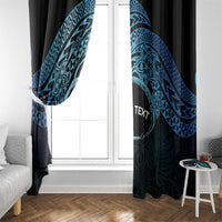 Personalised Pohnpei Nukuoro Micronesia Window Curtain Polynesian Tattoo Curves Blue Version LT14 - Polynesian Pride