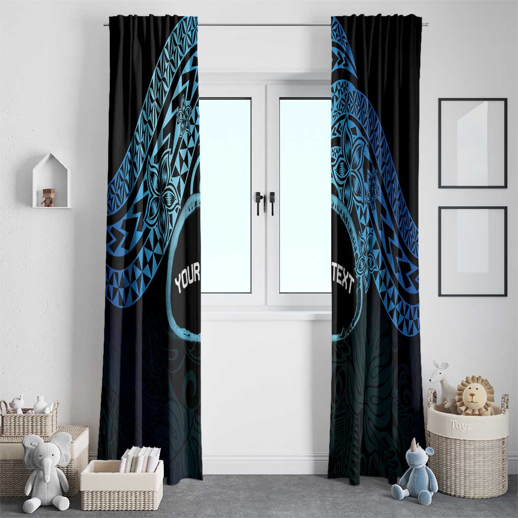 Personalised Pohnpei Nukuoro Micronesia Window Curtain Polynesian Tattoo Curves Blue Version LT14 - Polynesian Pride