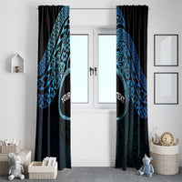 Personalised Pohnpei Nukuoro Micronesia Window Curtain Polynesian Tattoo Curves Blue Version LT14 - Polynesian Pride