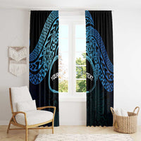 Personalised Pohnpei Nukuoro Micronesia Window Curtain Polynesian Tattoo Curves Blue Version LT14 - Polynesian Pride