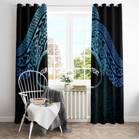 Personalised Pohnpei Nukuoro Micronesia Window Curtain Polynesian Tattoo Curves Blue Version LT14 - Polynesian Pride
