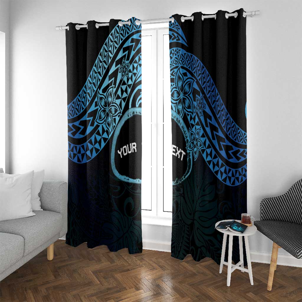 Personalised Pohnpei Nukuoro Micronesia Window Curtain Polynesian Tattoo Curves Blue Version LT14 With Grommets Blue - Polynesian Pride