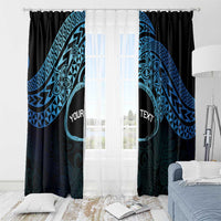 Personalised Pohnpei Nukuoro Micronesia Window Curtain Polynesian Tattoo Curves Blue Version LT14 - Polynesian Pride