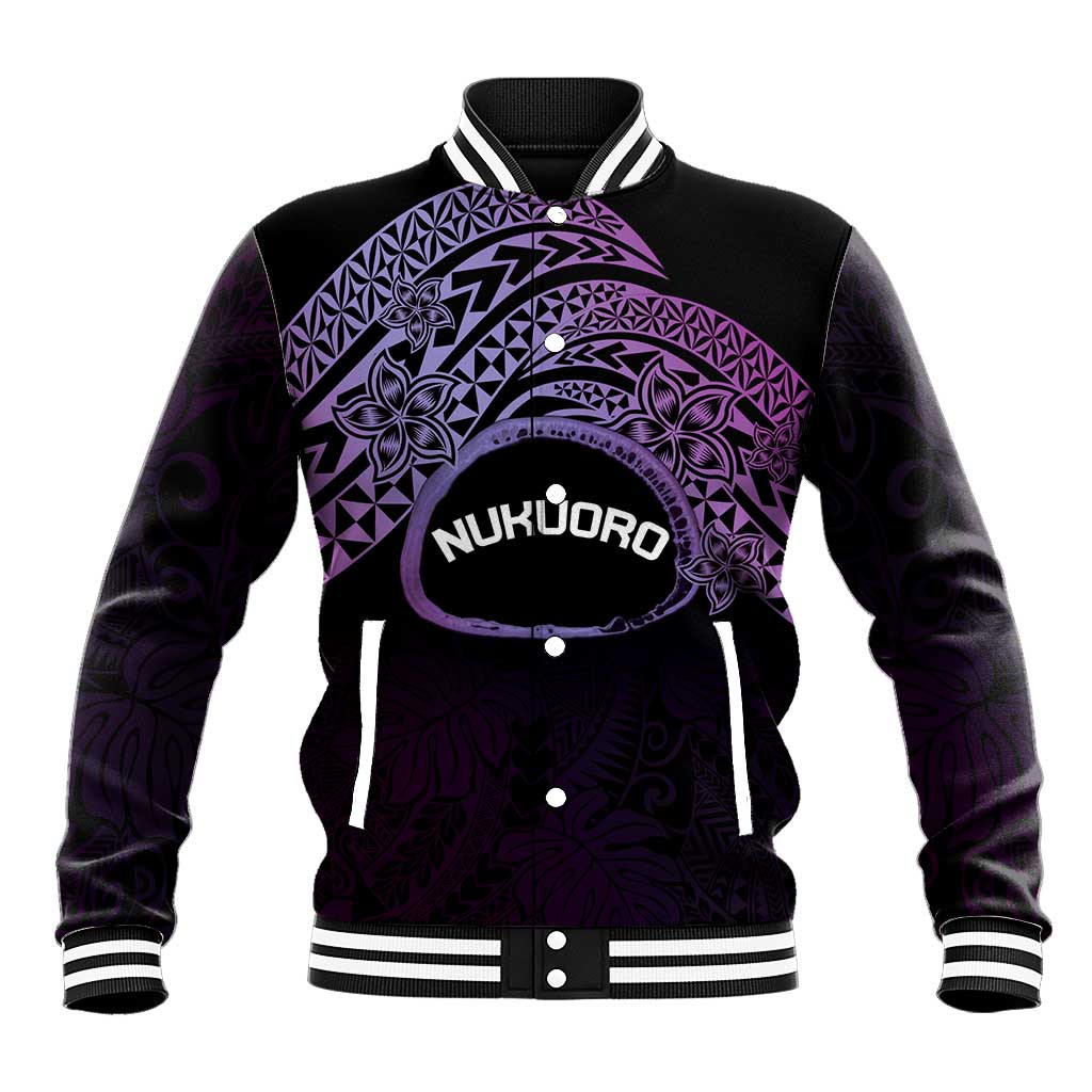 Personalised Pohnpei Nukuoro Micronesia Baseball Jacket Polynesian Tattoo Curves Purple Version LT14 Unisex Purple - Polynesian Pride