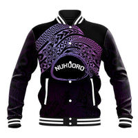 Personalised Pohnpei Nukuoro Micronesia Baseball Jacket Polynesian Tattoo Curves Purple Version LT14 Unisex Purple - Polynesian Pride
