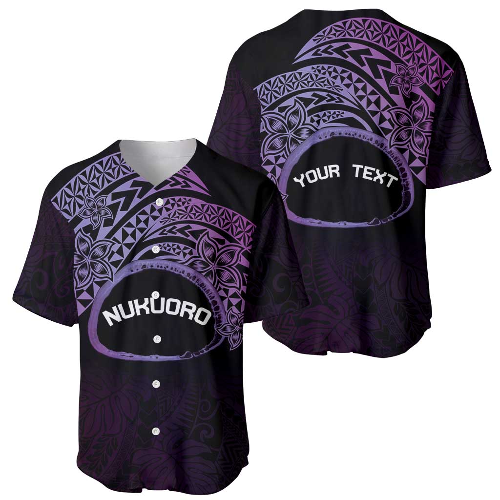 Personalised Pohnpei Nukuoro Micronesia Baseball Jersey Polynesian Tattoo Curves Purple Version LT14 - Polynesian Pride