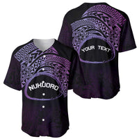 Personalised Pohnpei Nukuoro Micronesia Baseball Jersey Polynesian Tattoo Curves Purple Version LT14 - Polynesian Pride