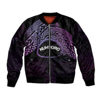 Personalised Pohnpei Nukuoro Micronesia Bomber Jacket Polynesian Tattoo Curves Purple Version LT14 Unisex Purple - Polynesian Pride