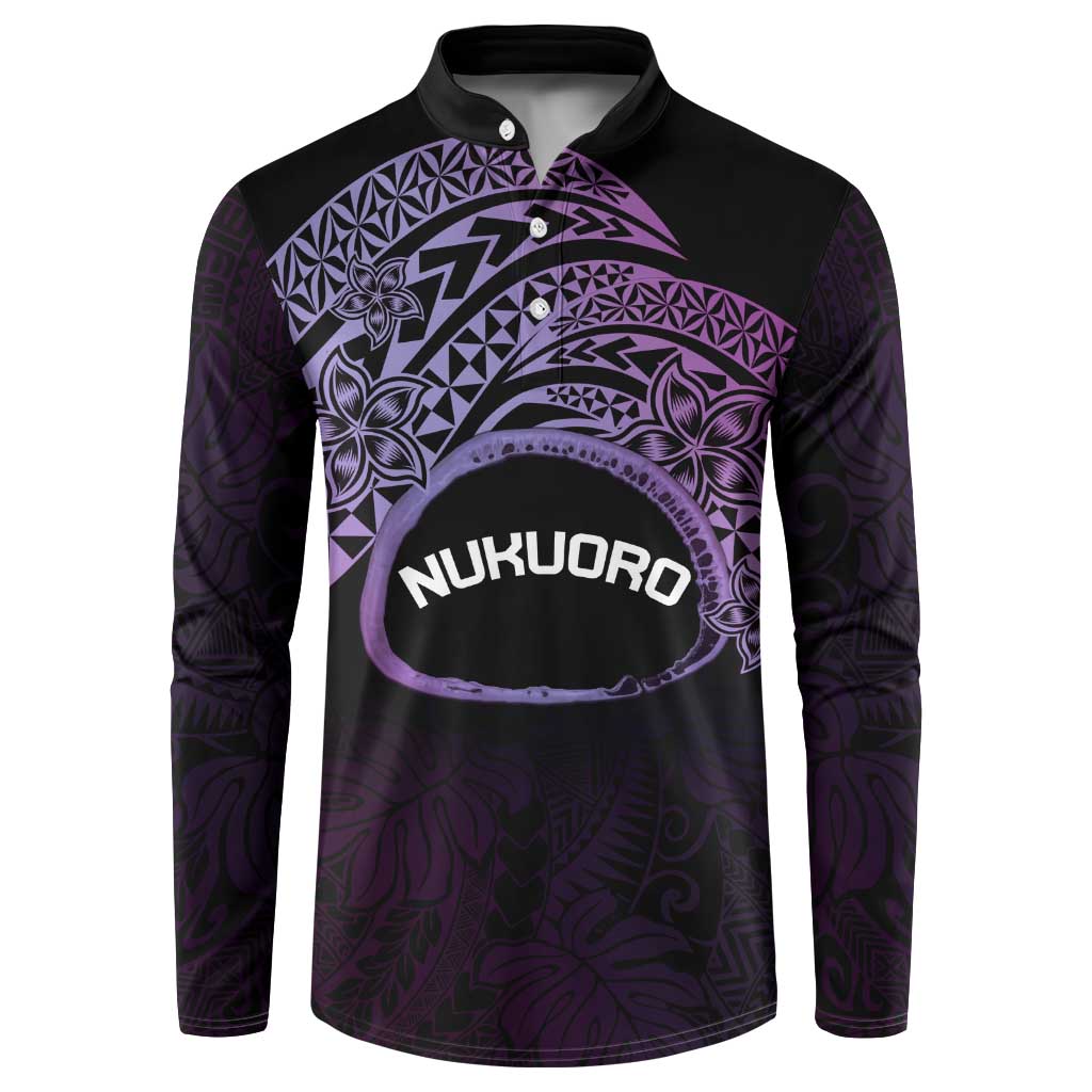 Personalised Pohnpei Nukuoro Micronesia Button Sweatshirt Polynesian Tattoo Curves Purple Version