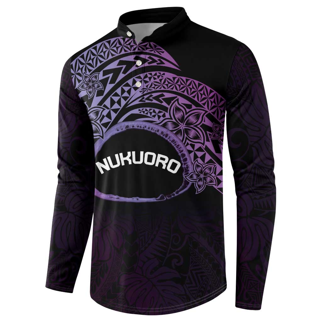 Personalised Pohnpei Nukuoro Micronesia Button Sweatshirt Polynesian Tattoo Curves Purple Version LT14 - Polynesian Pride