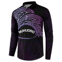Personalised Pohnpei Nukuoro Micronesia Button Sweatshirt Polynesian Tattoo Curves Purple Version LT14 - Polynesian Pride