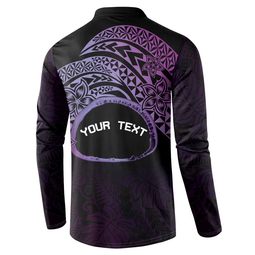 Personalised Pohnpei Nukuoro Micronesia Button Sweatshirt Polynesian Tattoo Curves Purple Version LT14 - Polynesian Pride