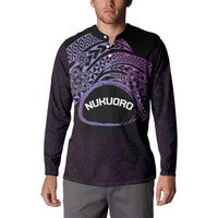 Personalised Pohnpei Nukuoro Micronesia Button Sweatshirt Polynesian Tattoo Curves Purple Version LT14 - Polynesian Pride
