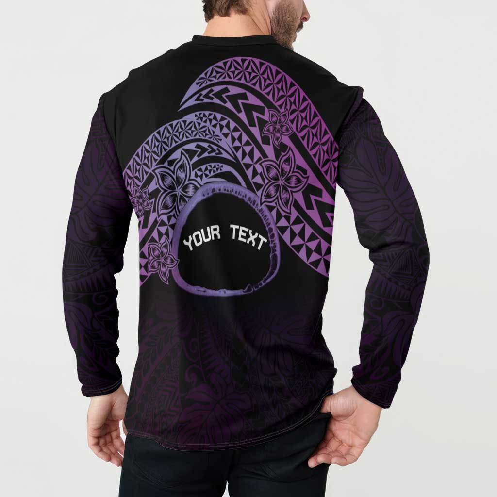 Personalised Pohnpei Nukuoro Micronesia Button Sweatshirt Polynesian Tattoo Curves Purple Version LT14 - Polynesian Pride