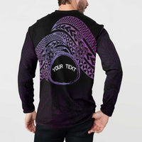 Personalised Pohnpei Nukuoro Micronesia Button Sweatshirt Polynesian Tattoo Curves Purple Version LT14 - Polynesian Pride